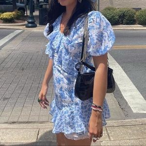Mini Blue Ruffly Floral Dress